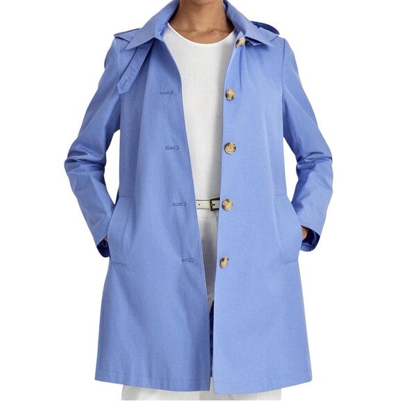 Lauren Ralph Lauren Women Raincoat NWT Size XL Detach Hood French Blue Spring - Picture 2 of 16